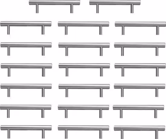 Maniglie per cucina, maniglie per armadi, 20 pezzi, 128 mm, fori in acciaio inox, installazione con fori argentati