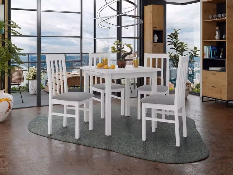 Tavolo da pranzo allungabile 80 cm con 4 sedie ADELBITE 4 - bianco / grigio