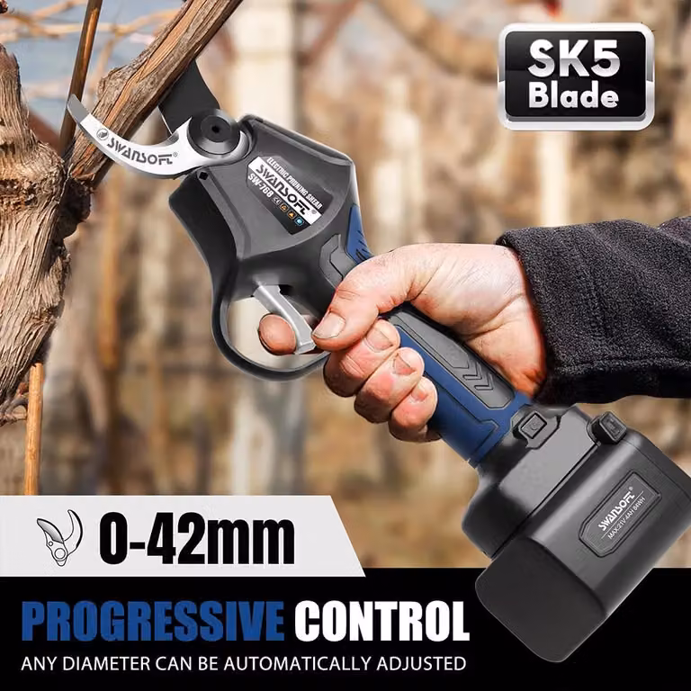 Potatura elettrica - Larghezza di taglio di 42 mm - Potenza di 1050 W - Lame in acciaio SK5 - Ideale per frutteti e vigneti