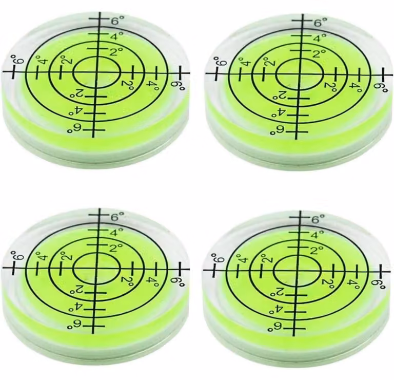 Livella a bolla rotonda, misuratore, confezione da 4 pezzi, diametro 32 mm, mini, colore giallo