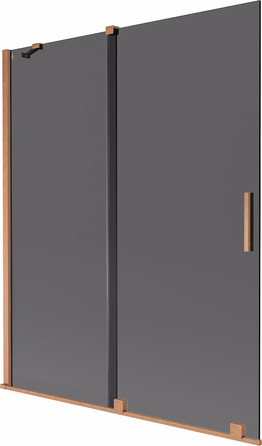 Mexen Velar paratia per vasca da bagno scorrevole a 2 ante 140 x 150 cm, grafite, rame spazzolato - 896-140-000-41-65