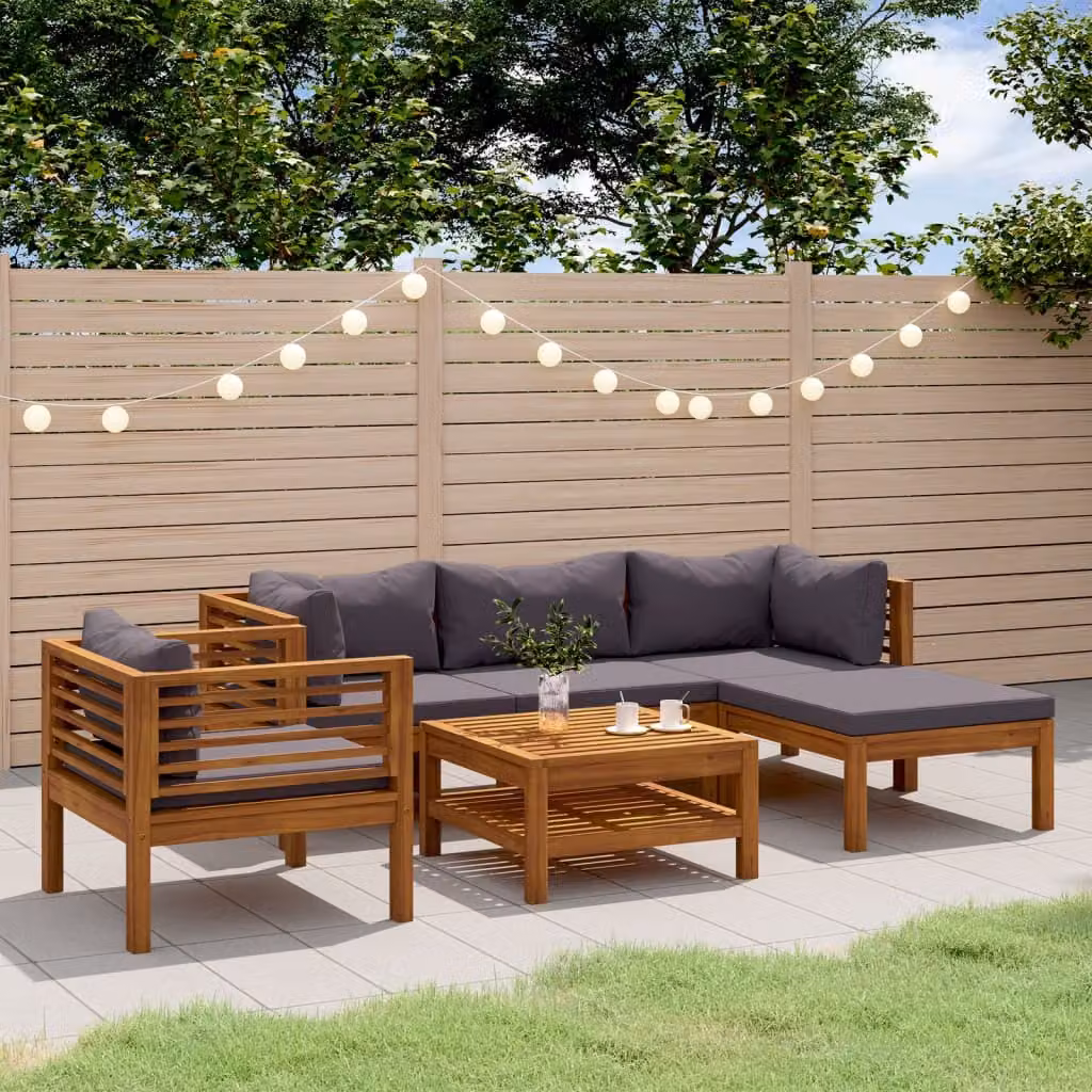 Maison Exclusive - Set da giardino da 6 pezzi con cuscini, in legno massello di acacia