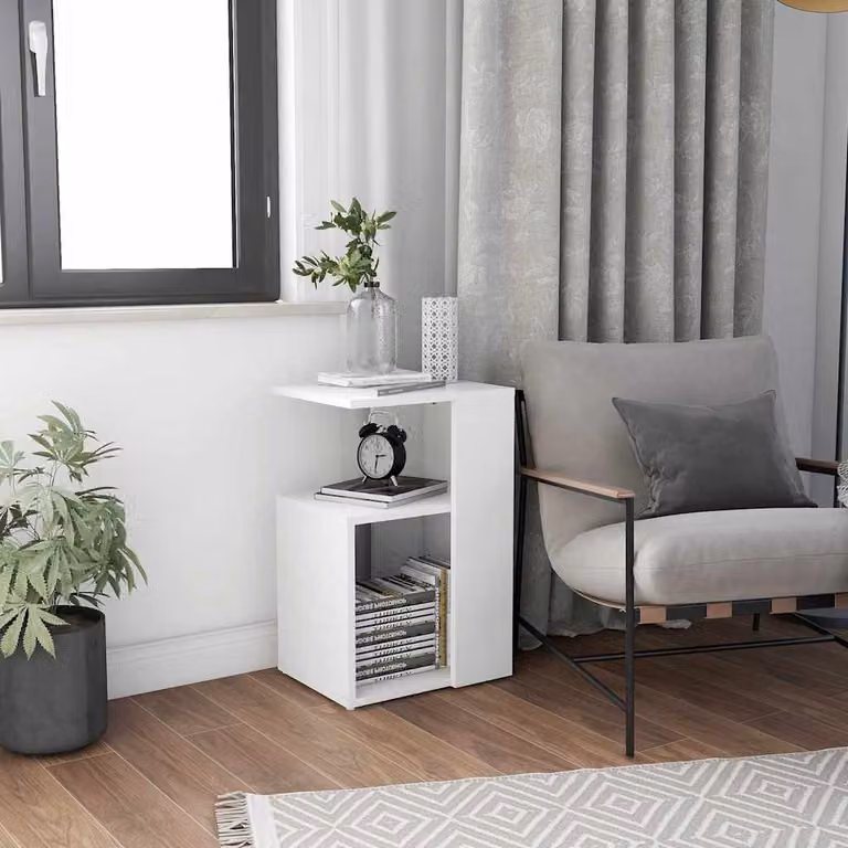 vidaXL Tavolino da Salotto Moderno Bianco in Legno e MDF L: 36 cm, P: 30 cm, H: 56 cm