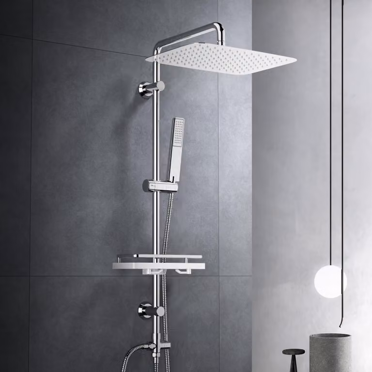 JOHO Doccia a pioggia Sistema doccia senza rubinetto, set doccia con piatto doccia, asta doccia in acciaio inox, soffione 35*25cm cromo