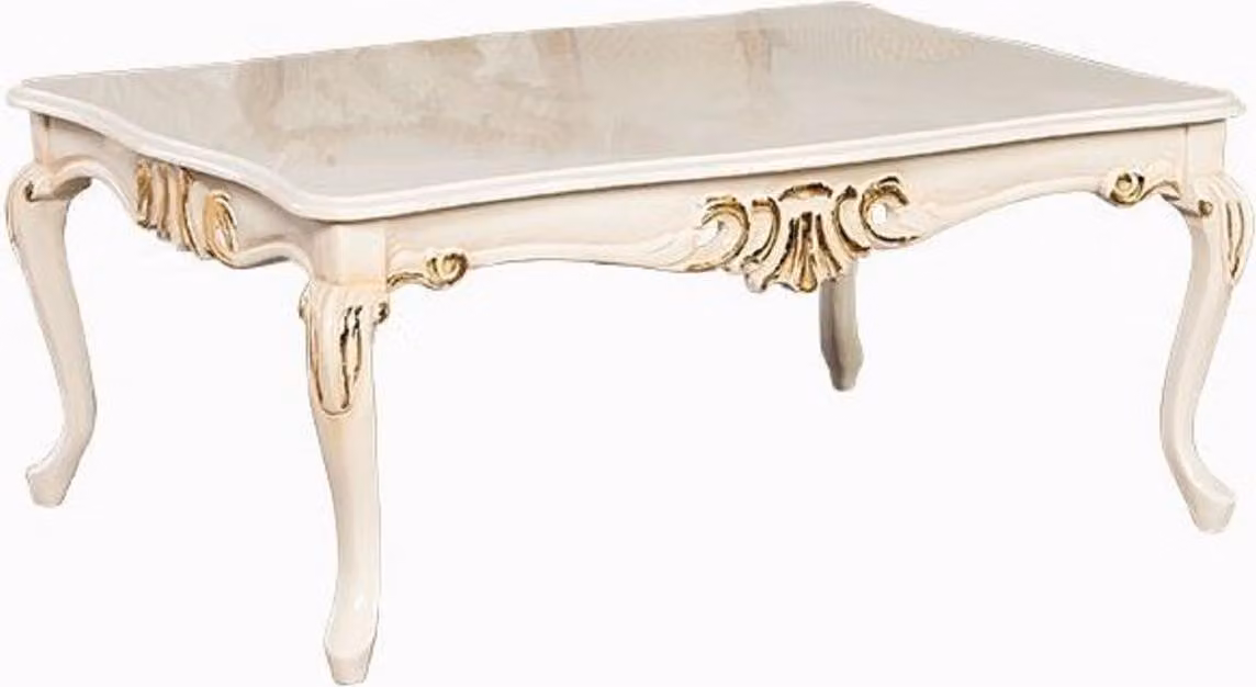 Casa Padrino tavolino barocco crema/oro - Tavolo da salotto in legno massiccio fatto a mano in stile barocco - Mobili da salotto barocchi