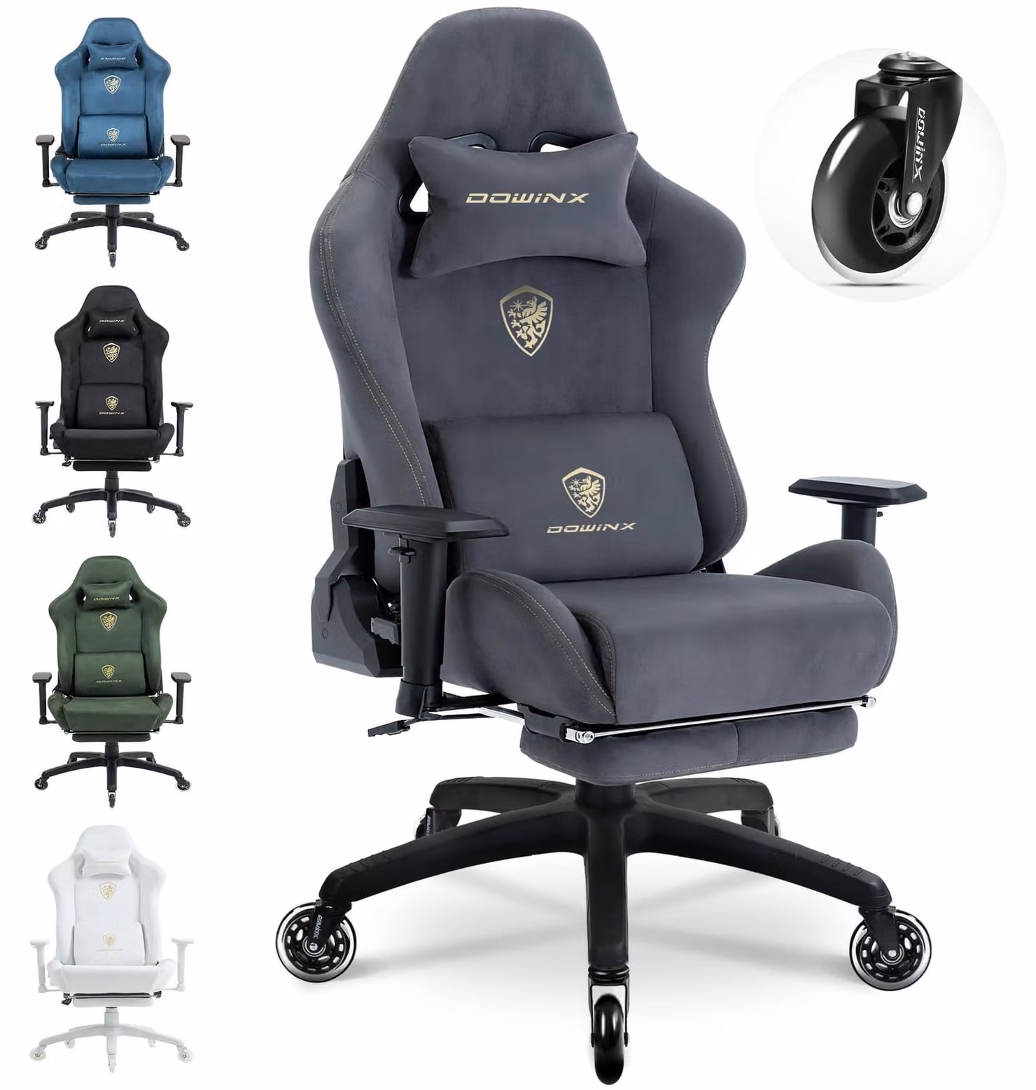 Sedia da gaming ergonomica con poggiapiedi, braccioli 3D, capacità di carico di 200 kg e ruote silenziose – comoda sedia da scrivania. Colore: grigio