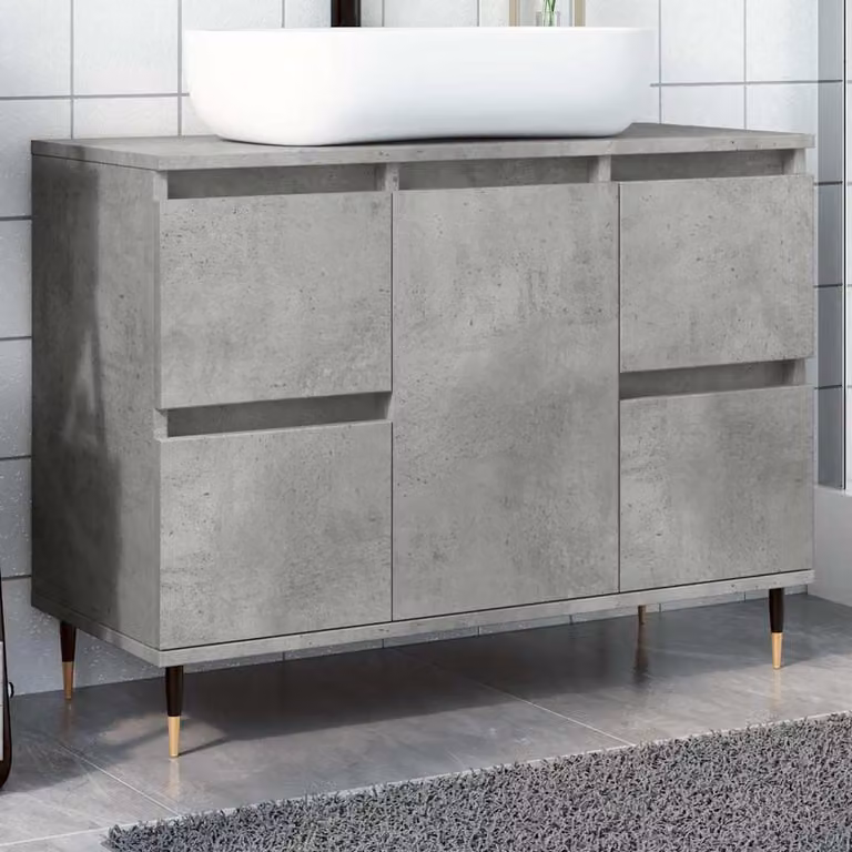 Armadietto da bagno vidaXL in stile industriale grigio con ante a battente e cassetti L: 80 cm, P: 33 cm, H: 60 cm