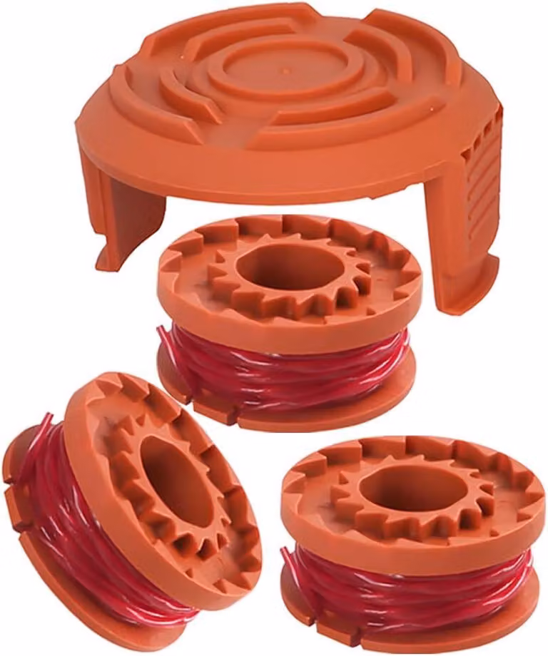 Set di ricambi per bobine di filo per tosaerba, composto da 3 bobine + 1 protezione, diametro 1,65 mm, lunghezza 3 metri, per trimmer da giardino