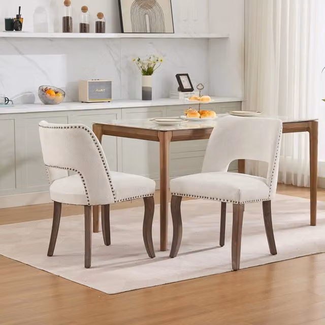 Set di 2 sedie da pranzo in legno, sedie da sala da pranzo moderne imbottite in tessuto, sedie da cucina, sedia da pranzo in stile rustico per cucina