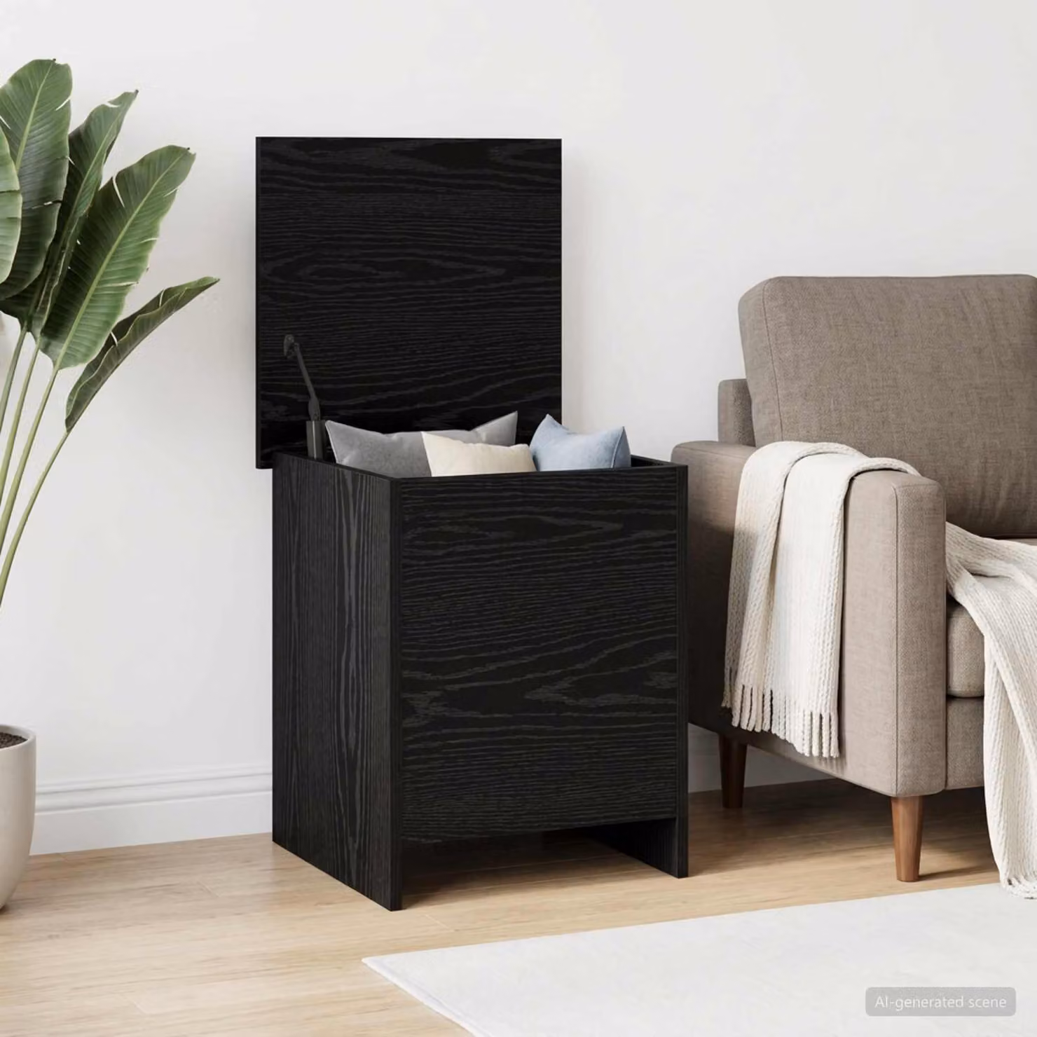 vidaXL Cassa di stoccaggio moderna in legno nero L/P/H: 40 x 40 x 50 cm
