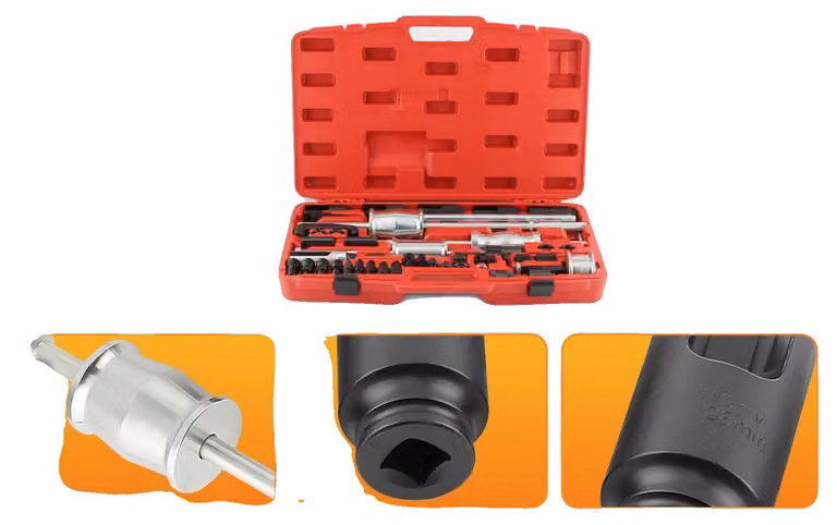 Set di strumenti per la rimozione degli iniettori diesel, 40 pezzi, compatibile con diversi tipi di iniettori diesel, Acciaio al carbonio, peso 3,9 kg. Si raccomanda l'installazione da parte di un professionista