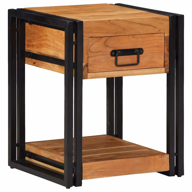 Set di 2 comodini vidaXL in legno di acacia marrone stile rustico L/P/H: 40 x 40 x 50 cm