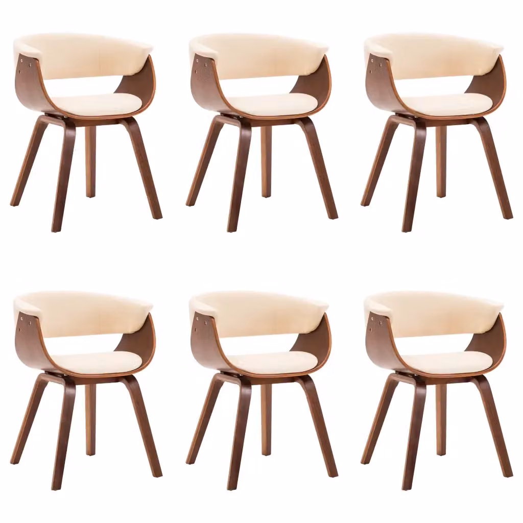 Set di 6 sedie da pranzo vidaXL in legno e similpelle color beige e marrone per cucina e sala da pranzo – 2