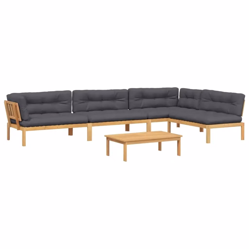 Set Divano da Giardino a L vidaXL in Legno di Acacia con Cuscini Grigio Antracite – 2