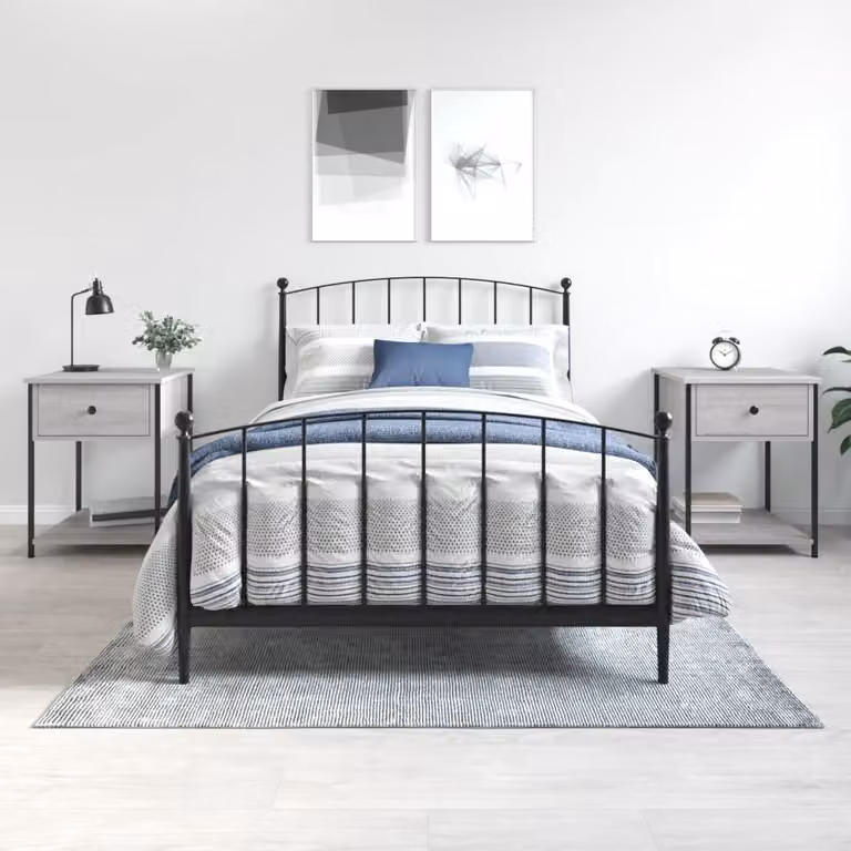 Set di 2 comodini vidaXL in legno multistrato e MDF, colore Grigio Sonoma, L 44 cm x P 45 cm x H 58 cm