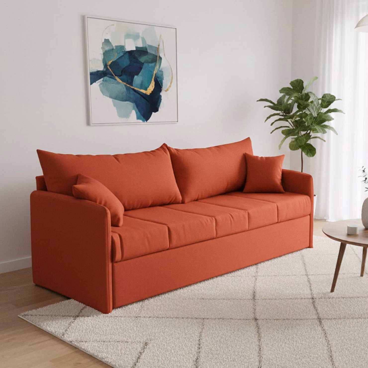Avellana - Divano Letto 3 Posti, 205x86 cm Arancione, Sfoderabile  Italy