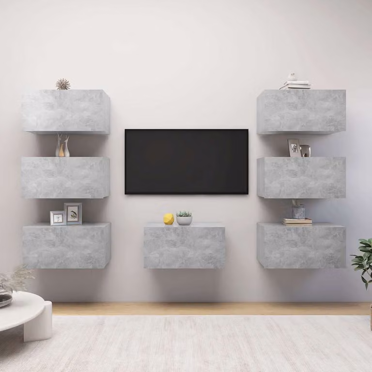 Set di 7 mobili porta TV vidaXL in legno e MDF, colore grigio, L/P/H: 30,5 x 30,0 x 60,0 cm