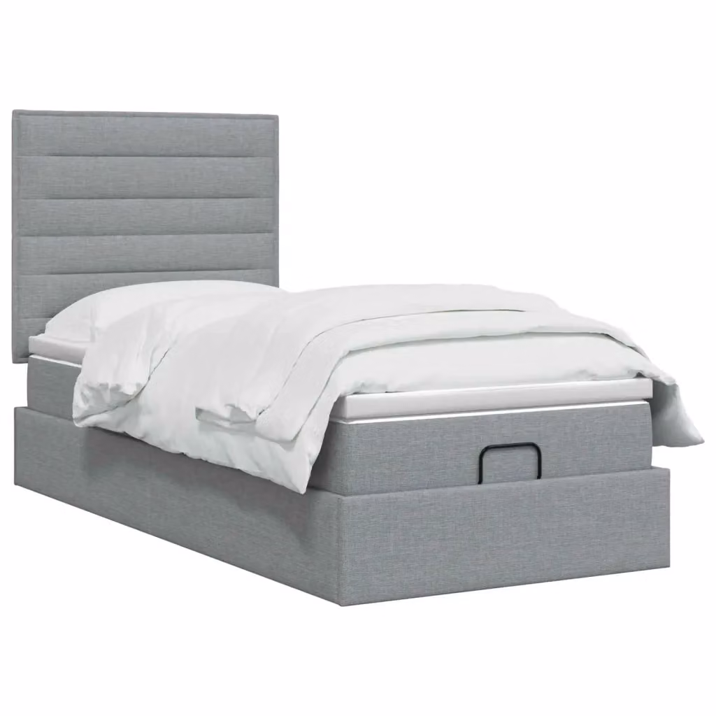 Letto Ottomano con Materasso Ibrido e Illuminazione LED vidaXL, Grigio e Bianco, L/P/H: 200 x 90 x 88 cm – 2