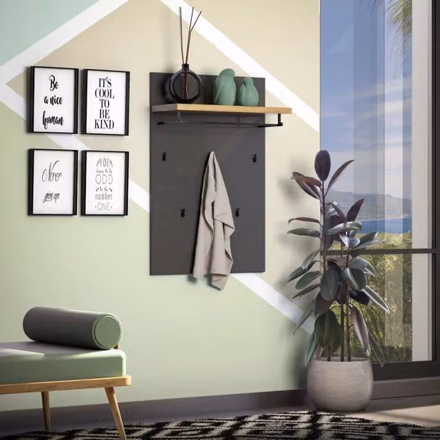 Pannello appendiabiti IDEA KItaly in MDF effetto rovere, moderno e opaco, L: 115 cm, H: 80 cm, P: 5 cm – 1