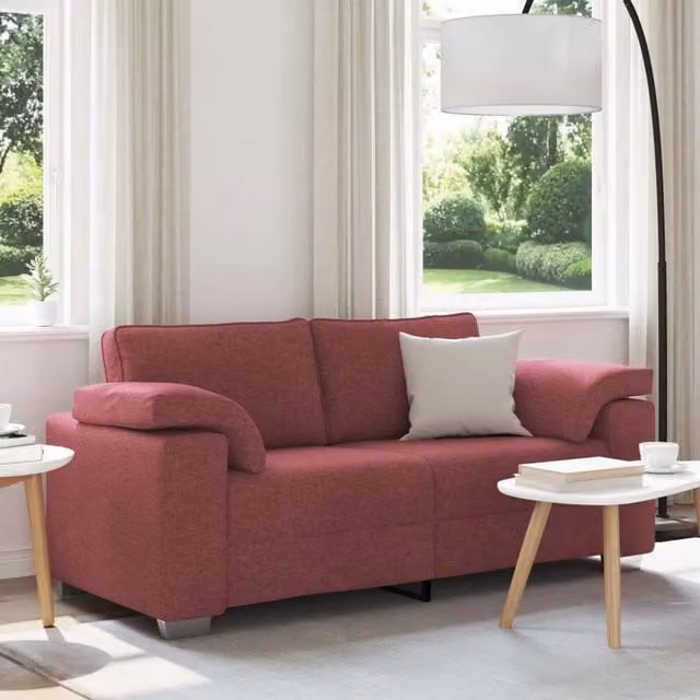 Divano a due posti moderno vidaXL in tessuto rosso con cuscini per il soggiorno L: 180 cm, P: 82 cm, H: 77 cm – 1