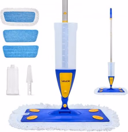 Mocio Spray Lavapavimenti Vevor Blu con Serbatoio da 800 ml e 3 Panni in Microfibra Lavabili e Riutilizzabili