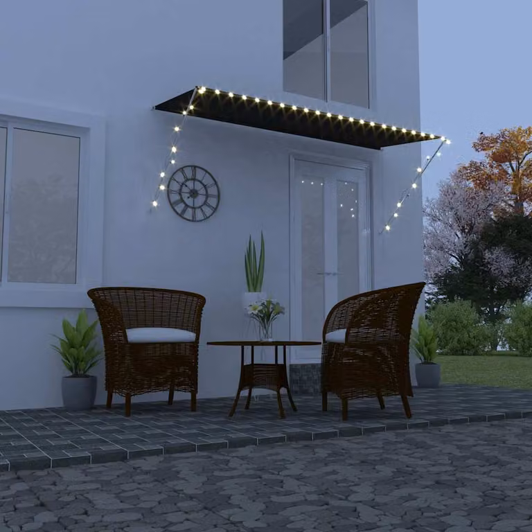 vidaXL Tenda da Sole Retrattile con LED in Poliestere e Acciaio, Antracite, L: 300 cm, P: 150 cm