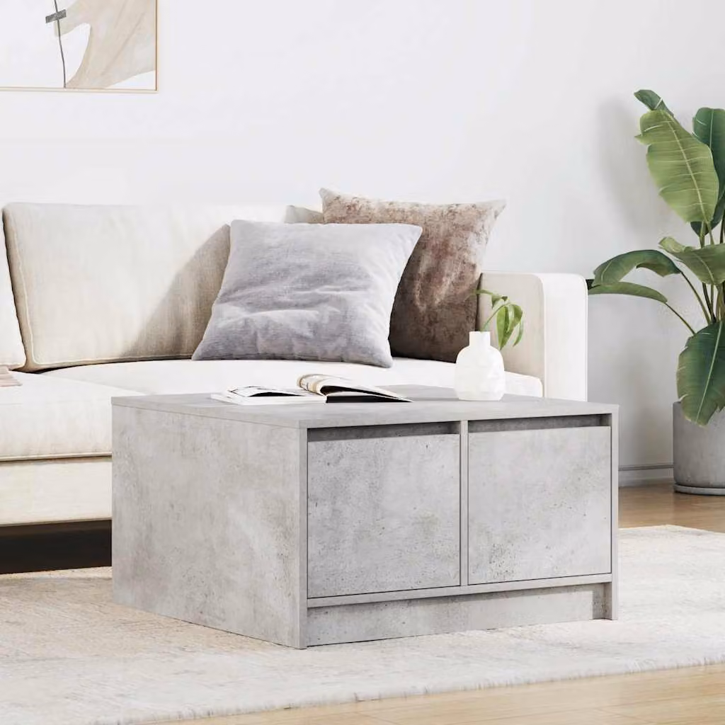 vidaXL Tavolino da Salotto Moderno con Cassetti Grigio Cemento L/P/H: 70,5 x 70,5 x 40 cm