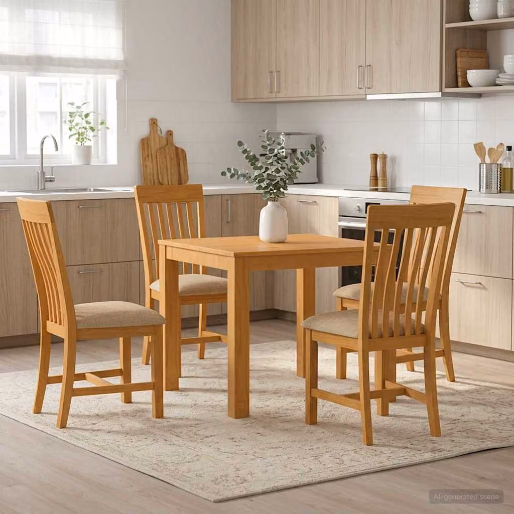 Set da pranzo vidaXL in legno di quercia massello beige composto da 5 pezzi per cucina e sala da pranzo