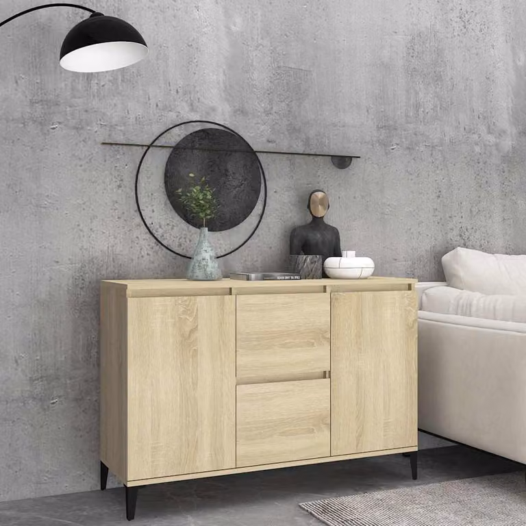Credenza in stile industrial vidaXL in legno multistrato color rovere sonoma, L 102 x P 35 x H 70 cm