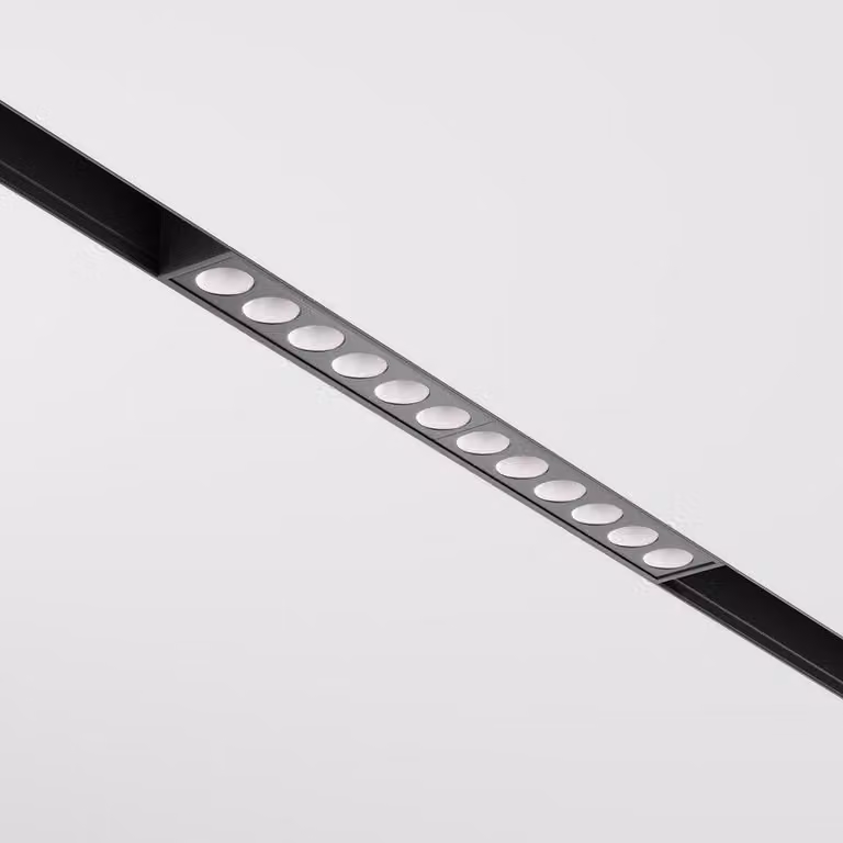 Striscia Led Per Binario Moderno Points Alluminio Nero 12 Luci 12W Dimmerabile
