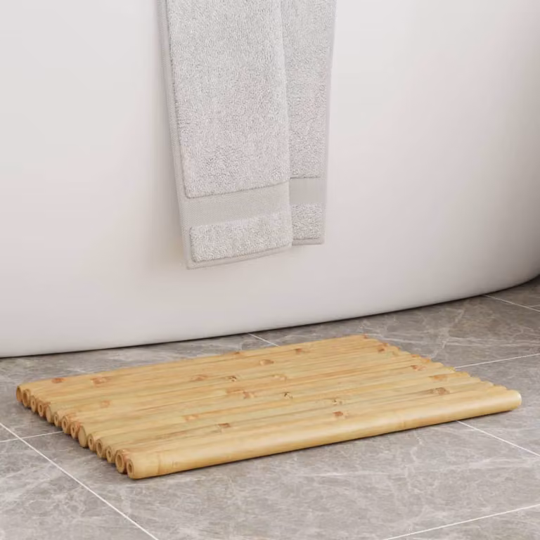 Set di 2 tappetini da bagno vidaXL in bambù, multicolore, L 50 cm x P 35 cm