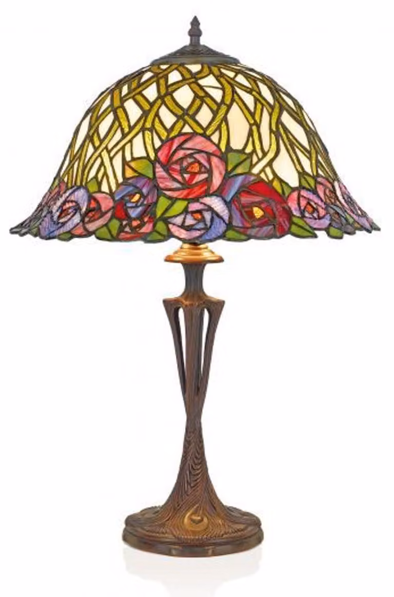 Lampada da tavolo Casa Padrino Tiffany, lampada a forma di sgabello con motivo a mosaico, multicolore, diametro 40 cm, modello ModX3b
