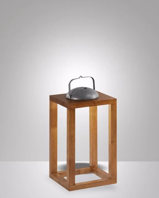 Lampada da Tavolo Fabas Blend con LED 3W 3000K Warm White, Dimmer Touch, Metallo e Legno, IP54 - L/P/H: 20 x 20 x 41,4 cm, Grigio e Noce