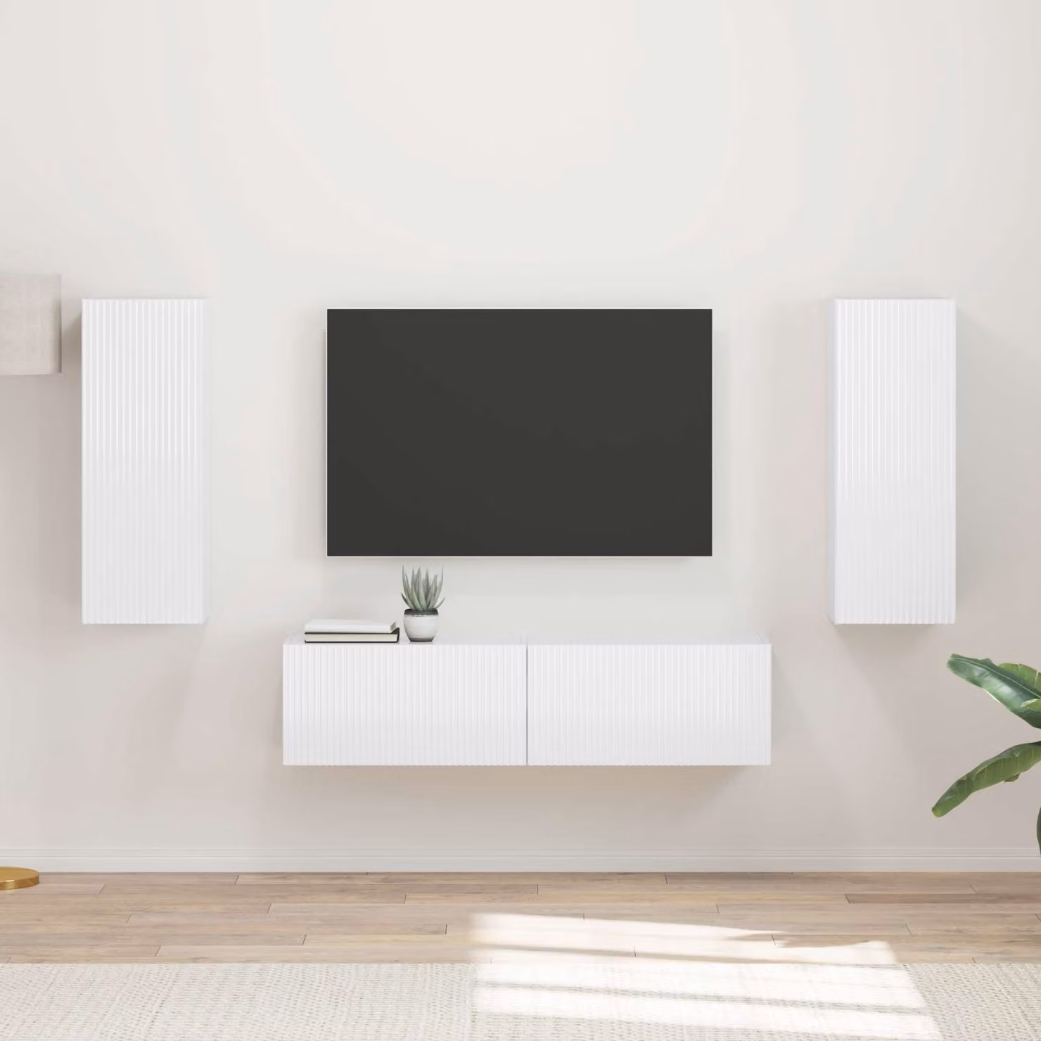 Set di 2 mobili TV moderni vidaXL in MDF bianco lucido per soggiorno