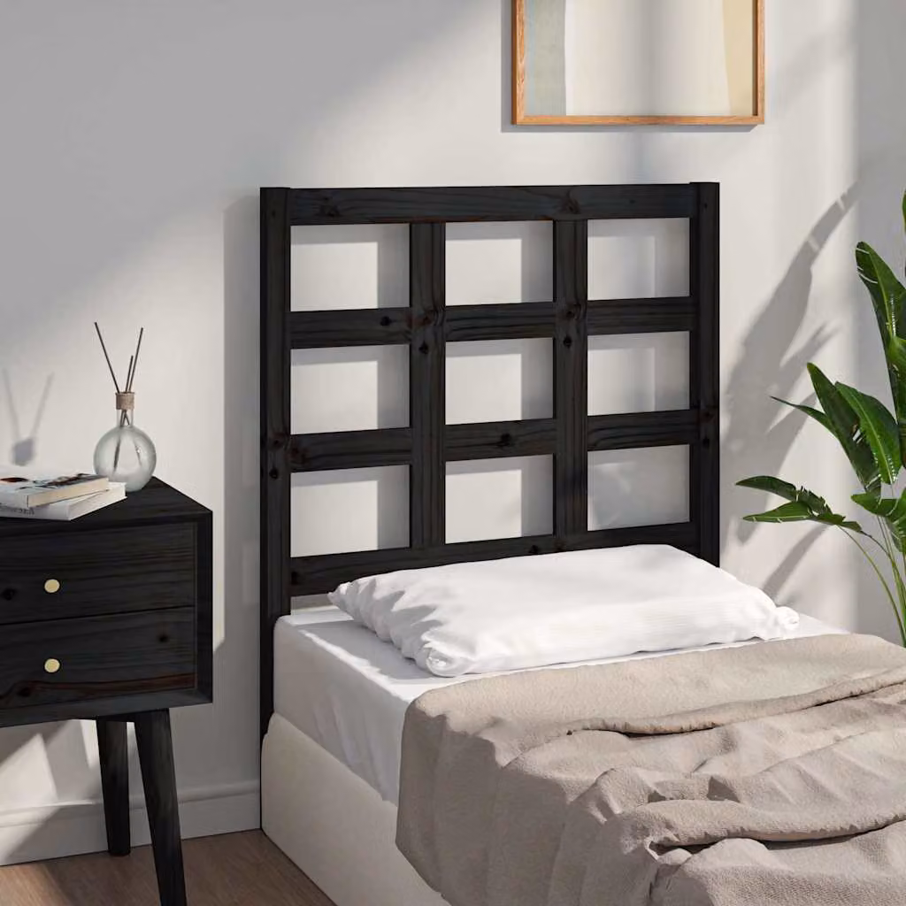 vidaXL Testiera per Letto in Legno Massello di Pino Nero, L: 80,5 cm, P: 4 cm, H: 100 cm