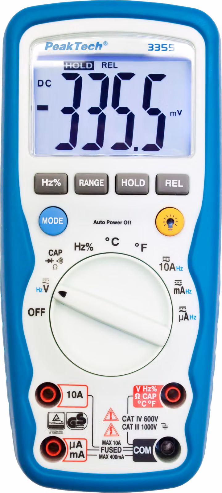 PeakTech P 3335 - Multimetro digitale ~ 2.000 punti ~ 600 V CA/CC ~ 10 A CA/CC - Selezione manuale della portata