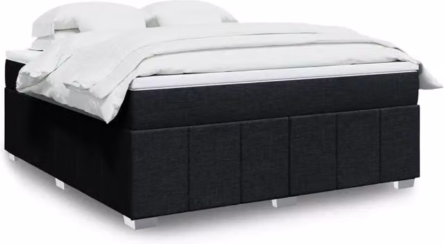 Letto Ibrido vidaXL con Giroletto a Molle e Materasso in Tessuto Nero e Bianco L/P: 180 x 200 cm – 1