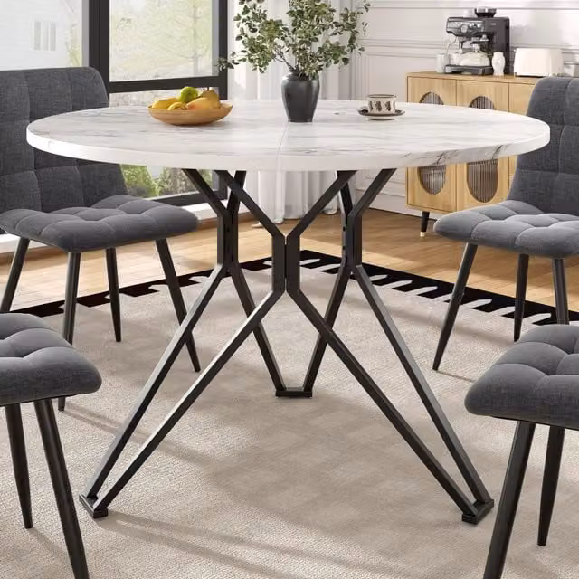 Tavolo da pranzo rotondo (100¡Á100¡Á76 cm), tavolo da pranzo per cucina, tavolino rotondo per 4 persone, adatto per sala da pranzo, soggiorno, eleganti