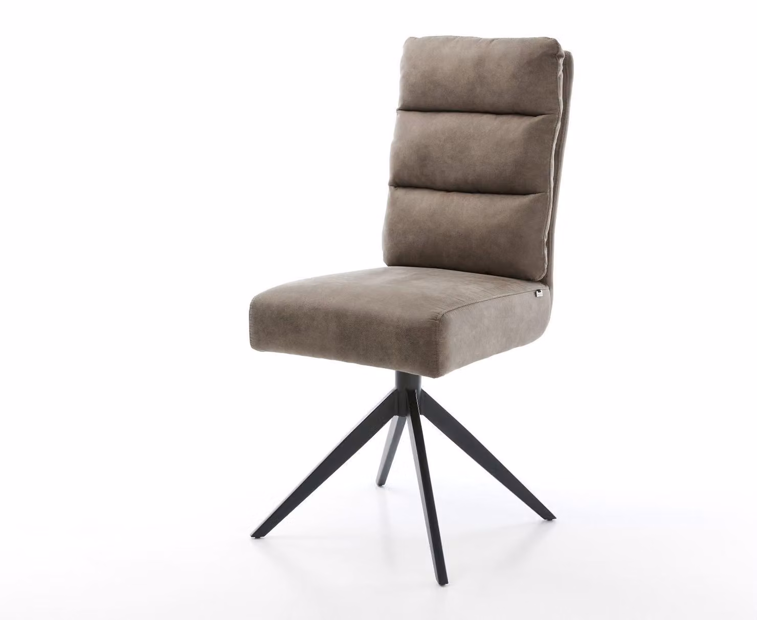DELIFE Sedia girevole Pela-Flex Microfibra Taupe Vintage Struttura a croce larga Nero Girevole a 360° Funzione oscillante Molle insacchettate