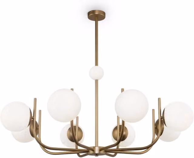 Lampadario ottone e sfere bianche 8 luci Maytoni Rendez-vous