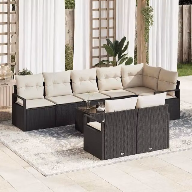 Set di divani 9 pz Nero polyrattan 3346437