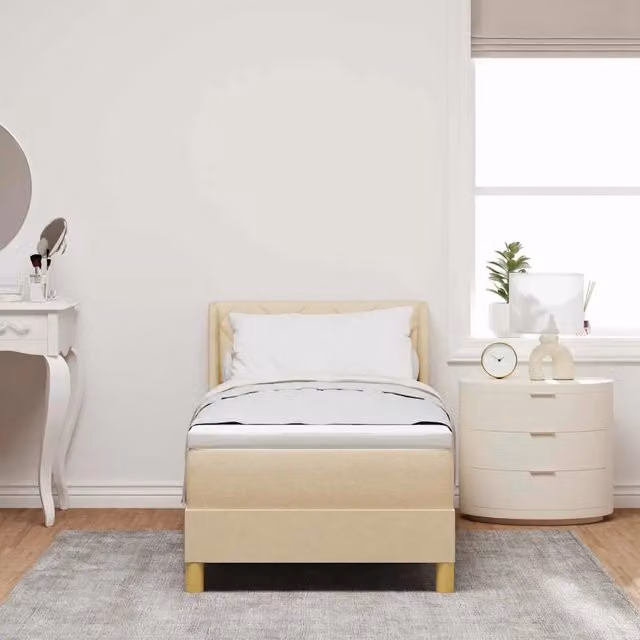 Letto a molle moderno vidaXL con testiera in tessuto beige L: 80 cm, P: 200 cm