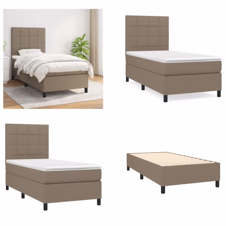vidaXL Letto boxspring con materasso Taupe 80x200 cm in tessuto - Letto boxspring - Boxspringbetten - Bett - Schlafzimmermöbel