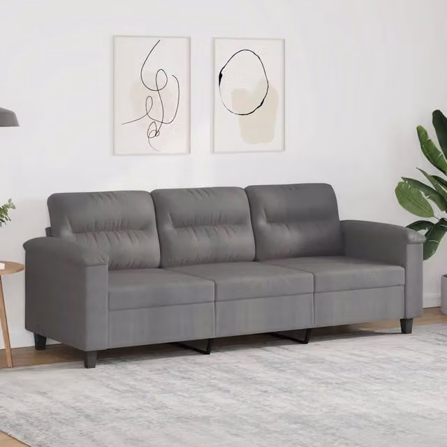 Divano moderno vidaXL in tessuto microfibra grigio con struttura in metallo per soggiorno L: 210 cm, P: 80 cm, H: 77 cm