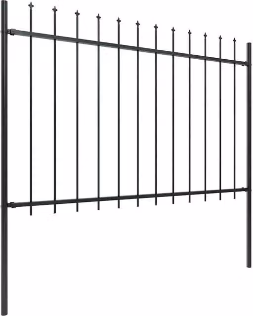 Recinzione da giardino in acciaio nero con punta a lancia DESIGN IN, L: 510 cm, H: 120 cm