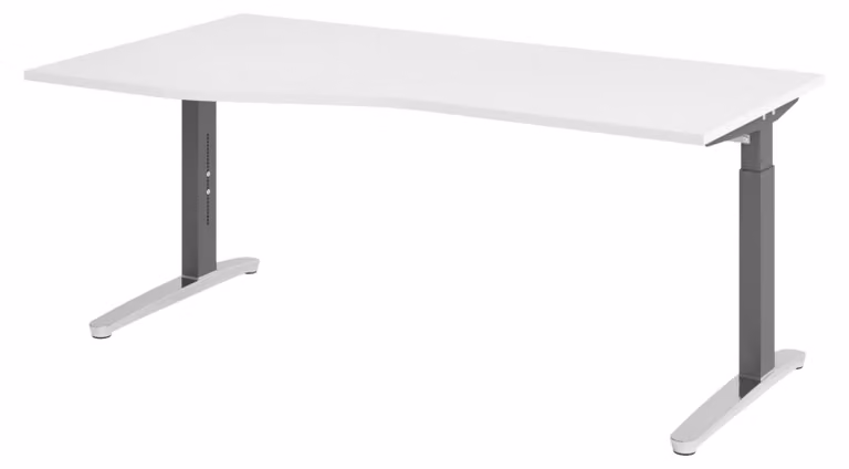 Scrivania bümö serie XB - Decorazione: bianco, dimensioni: 180 x 100 cm, struttura: grafite/alluminio lucido