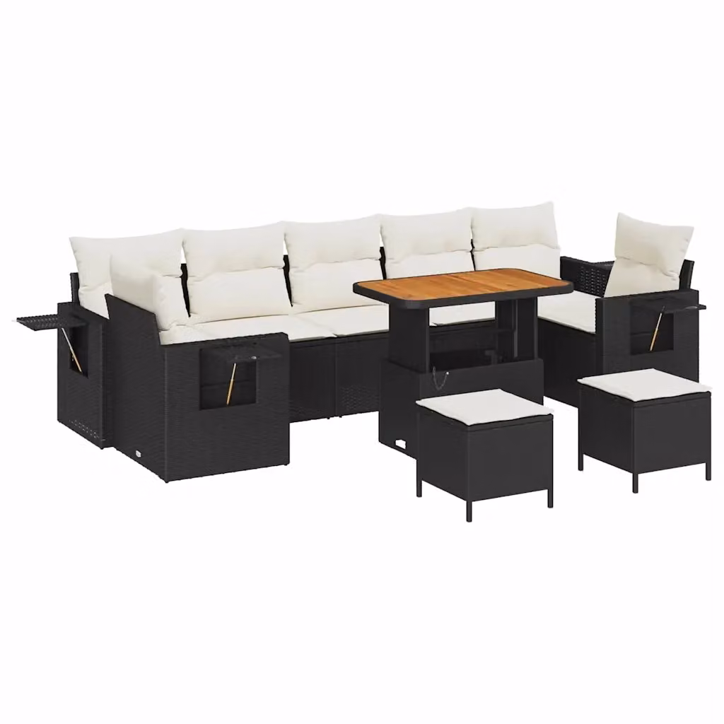 vidaXL Set Divano da Giardino Moderno 10 Pezzi Nero con Cuscini e Struttura in Acciaio Verniciato a Polvere – 2
