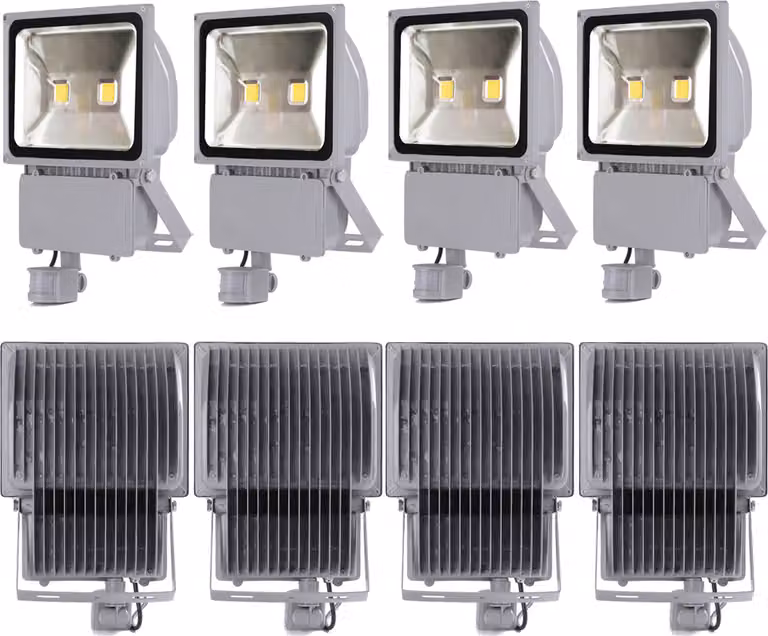 8pcs 100W LED proiettore con PIR Motion Detector, Greenmigo bianco freddo impermeabile IP65 Super illuminazione di sicurezza luminosa per giardino, cortile, magazzino, piazza, cartellone pubblicitario