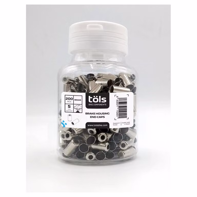 Tappi terminali per guaina freno Tols, 200 pezzi, argento, 5 mm