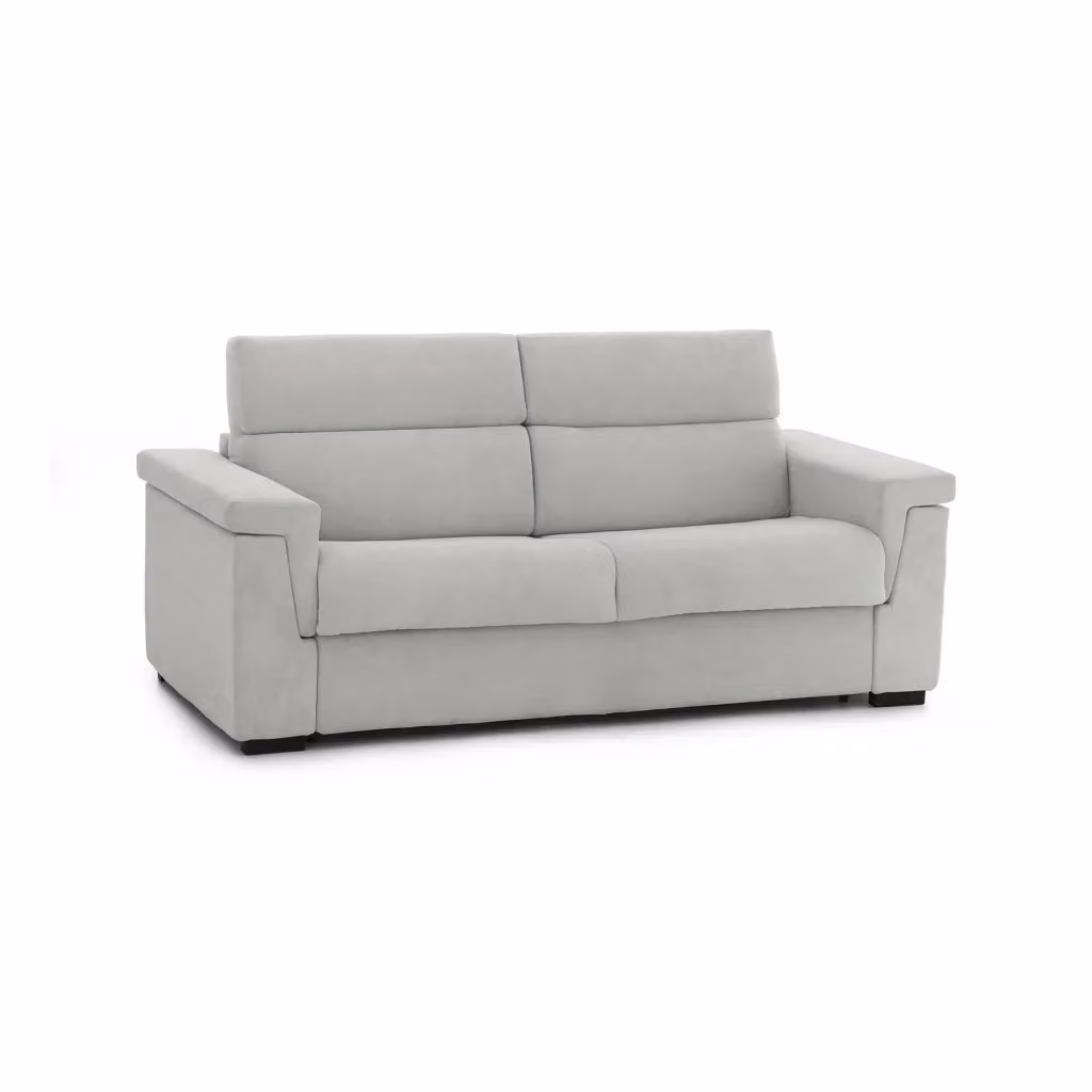 Divano Letto Benedetto DMORA da 3 Posti, Rivestimento in Tessuto Sfoderabile, Grigio Chiaro, L: 225 cm, P: 95 cm – 2